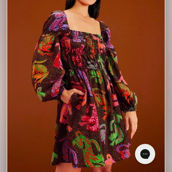 FARM Rio Wild Leopards Black Midi Dress - Picture 1 of 16